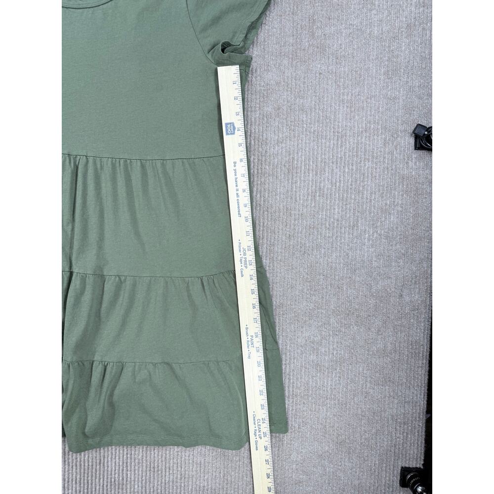 Time and Tru Olive Green Tiered Cotton T-Shirt Mini Dress XXL 20 Pockets - Picture 5 of 9
